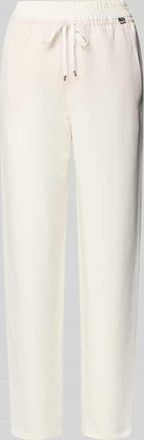 Marc Cain Tapered Fit Stoffhose aus Viskose-Leinen-Mix in Weiss, Gr&ouml;&szlig;e 34