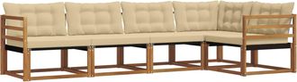 vidaXL Conjunto De Sof&aacute;s De Exterior 5 Uds. Natural Y Beige Vidaxl