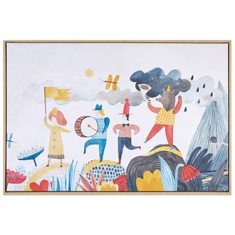 Beliani Beliani - Lienzo Cuadro De Pared 63 X 93 Cm Marco Mdf Sint&eacute;tico Infantil Personajes Aventuras Multicolor Bibbiena