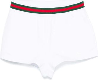 Gucci Witte Shorts met Elastische Taille en Webdetails - Dames - Bermuda - Wit - S - Korte Broeken