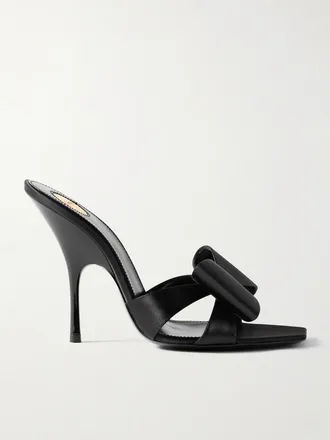 Saint Laurent Mule In Raso Con Fiocco Tuxedo - Nero