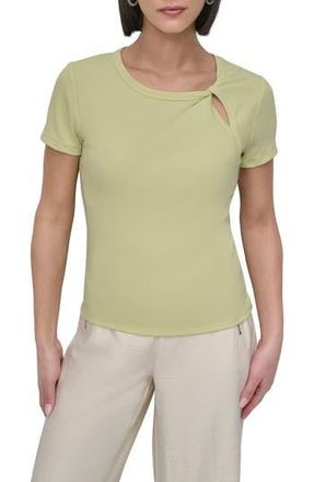 DKNY Twist Neck Rib T-Shirt in Tea Green at Nordstrom Rack, Size Small