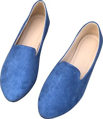 Generic Loafers for Women Slip On Casual Flat Shoes Solid Color Comfortable Lightweight Versatile Stylish Classic Walking Shoes Work Office Leisure Blue