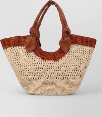 Hereu beach bag two tone knotted handles