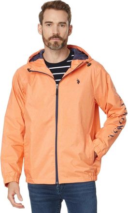 U.S.Polo Association U. S. Polo Assn. USPA Signature Windbreaker Jacket Mens Orange Full Zip FROG723