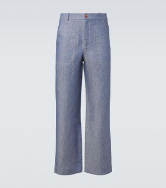 God's True Cashmere Linen denim straight pants with carnelian