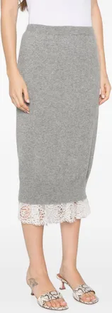 Ermanno Scervino Cashmere Lace-Trim Skirt - Grey