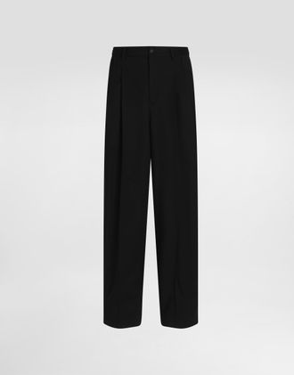 Dolce & Gabbana Wool Gabardine Trousers - Man Pants And Shorts Black 48