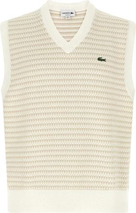 Lacoste Honeycomb Jacquard Vest - Heren - Spencers - Beige - M - Katoen - Truien & Vesten