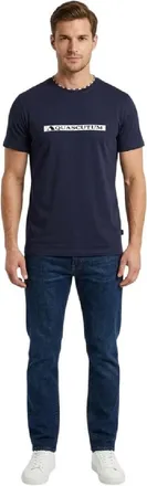 Aquascutum T-shirt met opschrift voor heren (Marine)