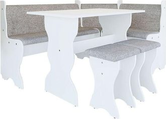 Mirjan24 Mobilier1 - Banco esquinero Reading 100, Blanco + Alfa 13, Aglomerado laminado, Tapiz