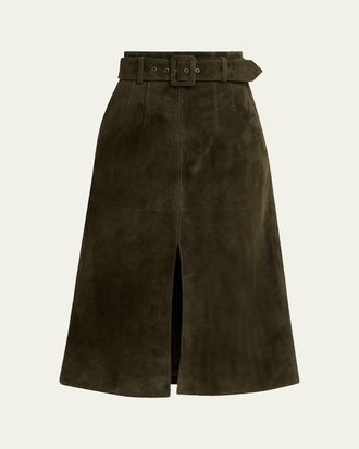 Veronica Beard Alexie Suede Midi Skirt
