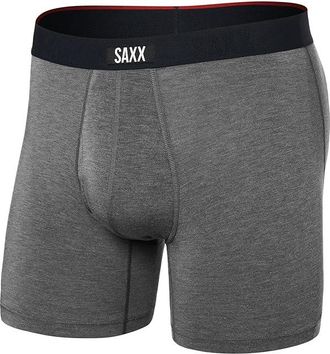 Saxx Underwear Vibe Xtra Super Soft Boxer Brief Fly Mens Underwear Dark Grey Heather : SM, Elastane/Mesh/Polyester