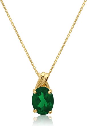 MAX + STONE 14k Yellow or White Gold Gemstone Oval Pendant Necklace with Drop Twist Setting