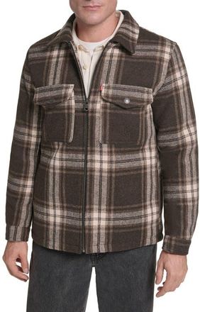 Levi's Zip Front Shacket in Brown Khak at Nordstrom, Size Xx-Large