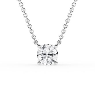 Grown Brilliance Solitaire 3/4 Lab Grown Round Diamond 18 Cable Chain, Pendant Necklace in Sterling Silver Jewelry for Women