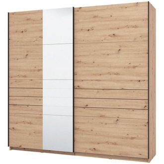 Dmora Guardaroba Grande Spartano, Armadio Camera da Letto Appendiabiti, 2 Ripiani, Apertura Scorrevole, 220x217.5h cm Marrone Rovere Nodi