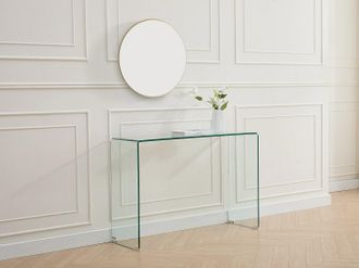 Vente-Unique Consolle in Vetro temperato e curvo Trasparente - ALONZO