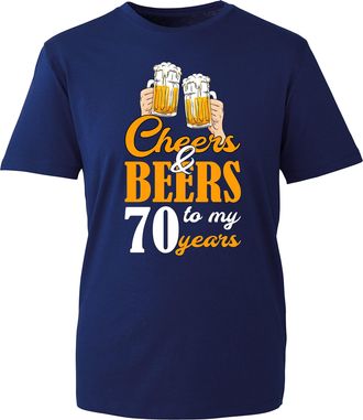 Generic Cheers & Beers to My 70th Years T-Shirt Funny Birthday Gift for Grandpa Unisex Gift Tee Top (Navy, XL)