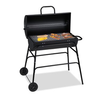 Relaxdays Relaxdays - Barbacoa, Bbq Con Tapa, Ventilaci&oacute;n Ajustable, Resistente, Jard&iacute;n Y Terraza, 96,5 X 103 X 64,5 Cm, Negro