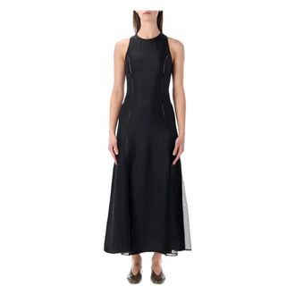 Loulou Studio Party Dresses, female, Black, Size: M Iraka Silk Twill Midi Dress