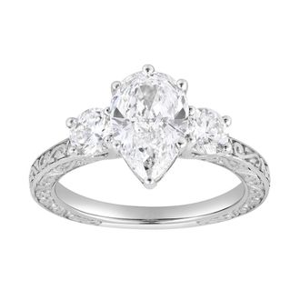 LuvMyJewelry Orlina 14K Gold 2.65 Ct Pear Lab Grown Diamond Engagement Ring in 14K White Gold at Nordstrom, Size 7