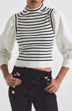 Derek Lam Tirza Mixed Media Sweater in Blanc De Blanc Multi at Nordstrom Rack, Size Xx-Large