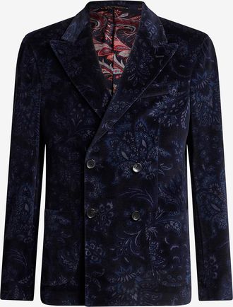 Etro Zweireihiger Samtblazer mit Paisleyprint