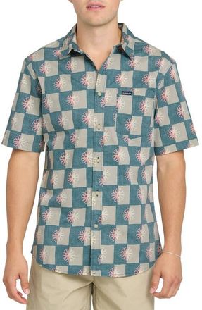 Quiksilver Sundial Classic Short Sleeve Stretch Cotton Button-Up Shirt in Mediterranean at Nordstrom, Size Xx-Large