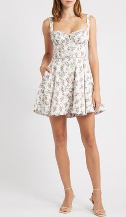 House of CB Calia Cocktail Dress in Trailing Roses Cream at Nordstrom, Size X-Large A