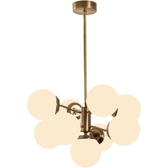 OZAIA Lampadario 9 sfere, H 80 cm in Metallo Bianco e Dorato - MUDONI