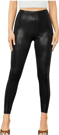Generic Faux Leather Leggings Women UK Sale Clearance High Waisted Tight Golden Snake Skin Printed Leggings Stretch Tight Stretchy Leggings Pants Custome Part