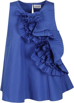 P.A.R.O.S.H. P.a.r.o.s.h., Tops, Dames, Blauw, M, Blauw Shirt Stijlvol Ontwerp Comfortabele Pasvorm