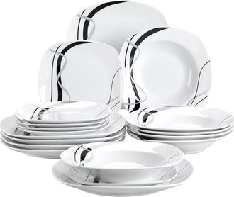 OEM Juego De Vajilla De Porcelana De 18 Piezas Con Un Elegante Dise&ntilde;o Cuadrado