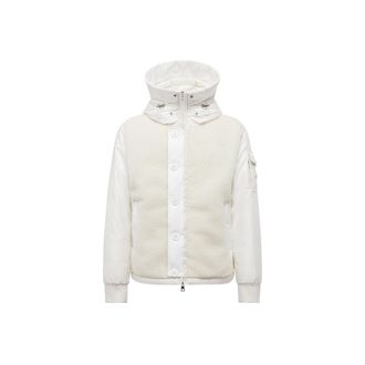 Moncler Auvurgne Hooded Teddy Short Down Jacket White Size 2