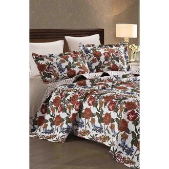 Luxury Home Floral Print Microfiber Quilt Set in Scarlett at Nordstrom Rack, Size Full/queen