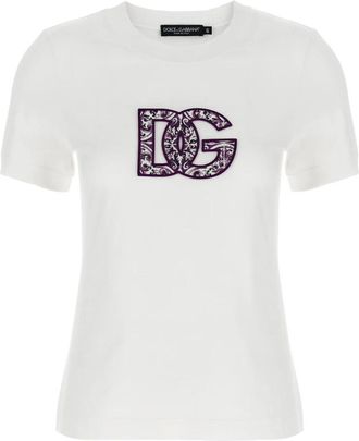 Dolce & Gabbana Katoenen T-shirt met korte mouwen - Dames - T-shirts - Wit - M - Katoen - Tops