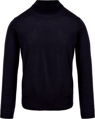 FILIPPO DE LAURENTIIS Navy Blue Merino Wool Turtleneck Sweater