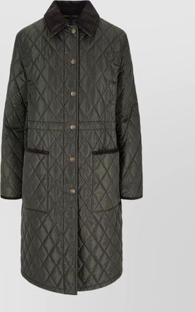Burberry long quilted jacket collar detail pockets