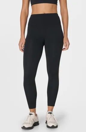 Sweaty Betty All Day 7/8 Side Stripe Leggings in Black Taupe at Nordstrom, Size X-Small