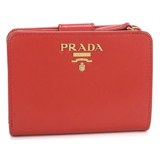 Prada Red Color Leather Wallet (Bi-Fold) (Pre-Owned)