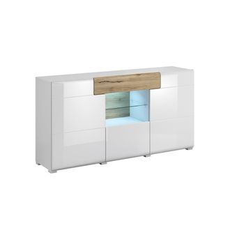 Petits Meubles Aparador 3 puertas 1 caj&oacute;n estratificado Blanco marr&oacute;n