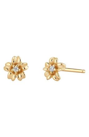 Made by Mary CZ Birth Flower Stud Earrings in March - Gold Vermeil at Nordstrom