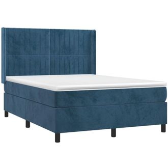 vidaXL Cama Box Spring Con Colch&oacute;n Terciopelo Azul Oscuro 140x200 Cm Vidaxl