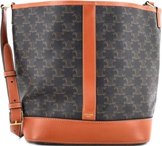 Celine Triomphe Coated Canvas Medium bucket bag - Bruin