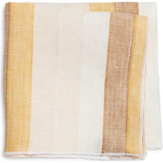 Clifton Wilson Stripe Linen Pocket Square in Gold at Nordstrom