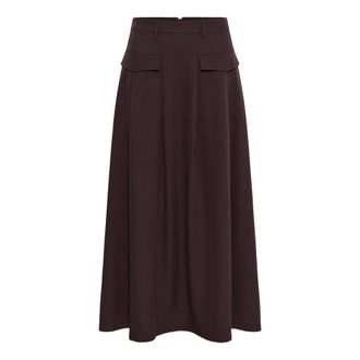 Kaffe KAallie Rok - Dames - Rokken - Bruin - Maat: S Satijn