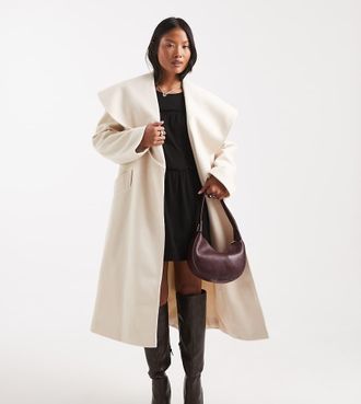 Miss Selfridge Cappotto elegante a portafoglio color crema-Bianco