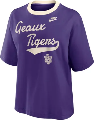 Nike LSU Legacy Fight Song Boxy Nike Womens College T-Shirt in Purple | 01CM0F1FLOV-U0X
