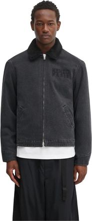 Kenzo Jassen, Heren, Zwart, M, Denim, Sherpa-kraag Denim Jacket